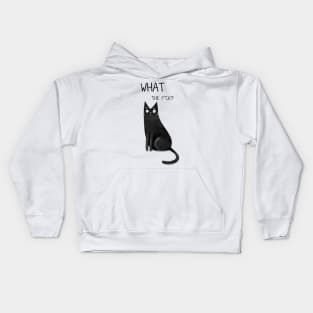 Cartoon funny black cat and the inscription "What the f*ck". Kids Hoodie